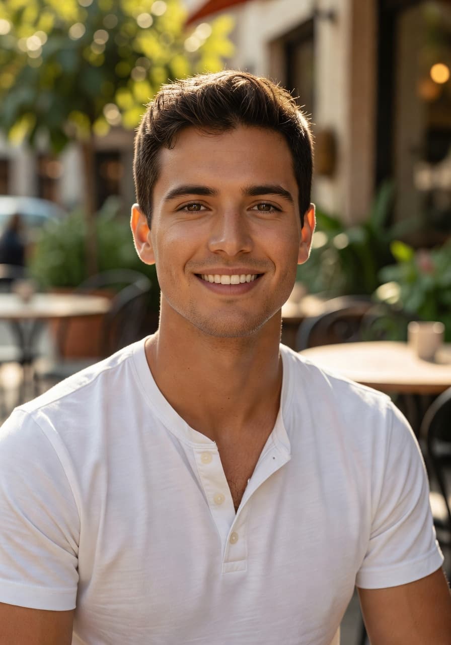 Friendly AI dating profile photo example from SelfAI